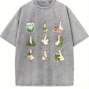 Pickle Lover Silly Goose Vintage Washed T-Shirt in Gray