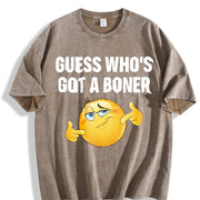 Premium Guess Who's Got Vintage Washed T-Shirt in Brown