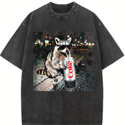 Raccoons Diet Coke Vintage Washed T-Shirt in Black