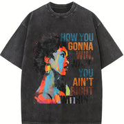 How You Gonna Win When You Ain't Right Within Vintage Washed T-Shirt in Black