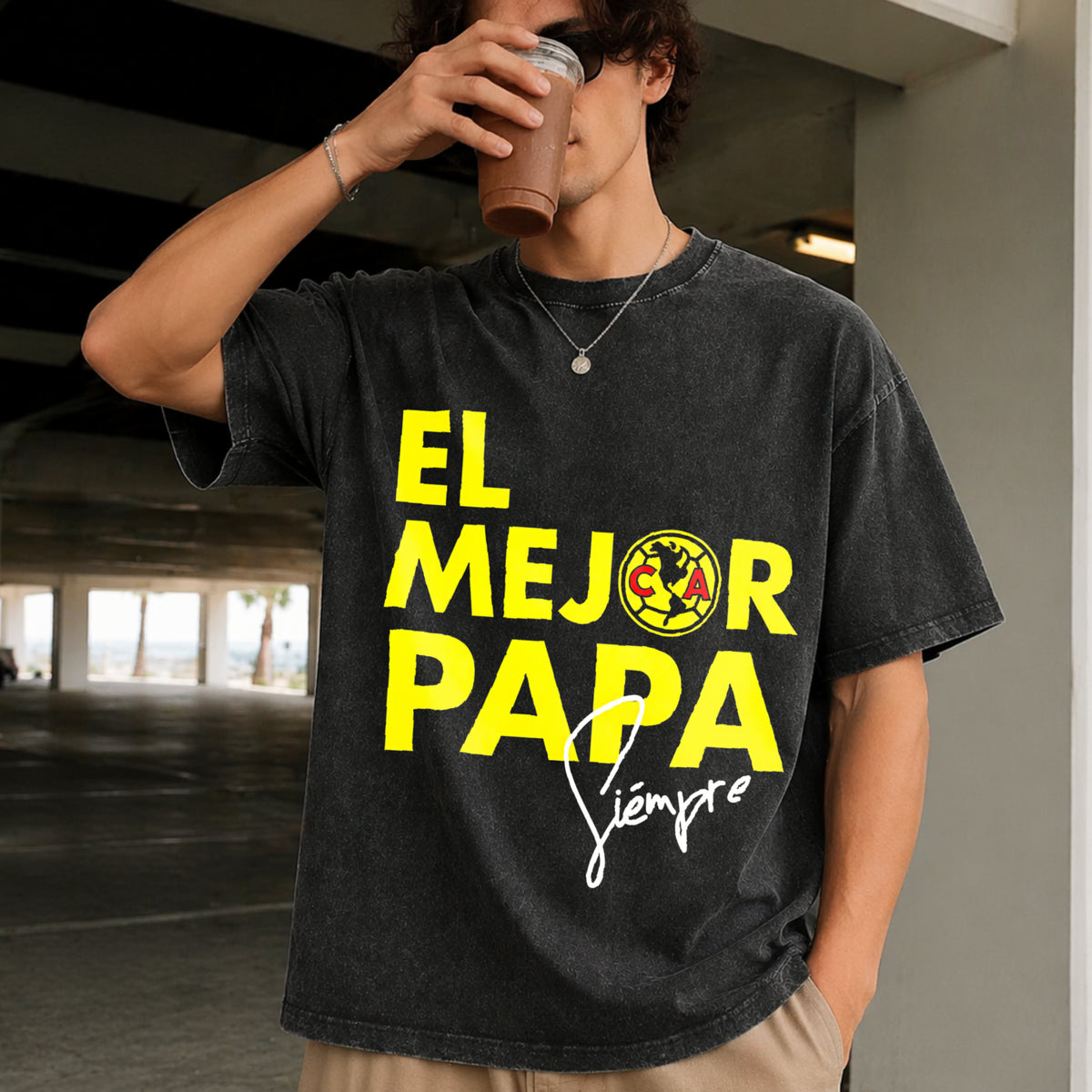 El Mejor Papa Vintage Washed T-Shirt in Black
