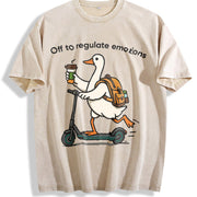 Off to Regulate Emotions Vintage Washed T-Shirt in Beige