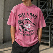 Just a Dad Who Always Came Back with the Milk Vintage Washed T-Shirt in Red