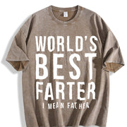 Dad World's Best Farter I Mean Father Vintage Washed T-Shirt in Brown