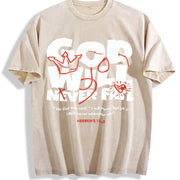 God Will Never Fail You Christian Faith Vintage Washed T-Shirt in Beige
