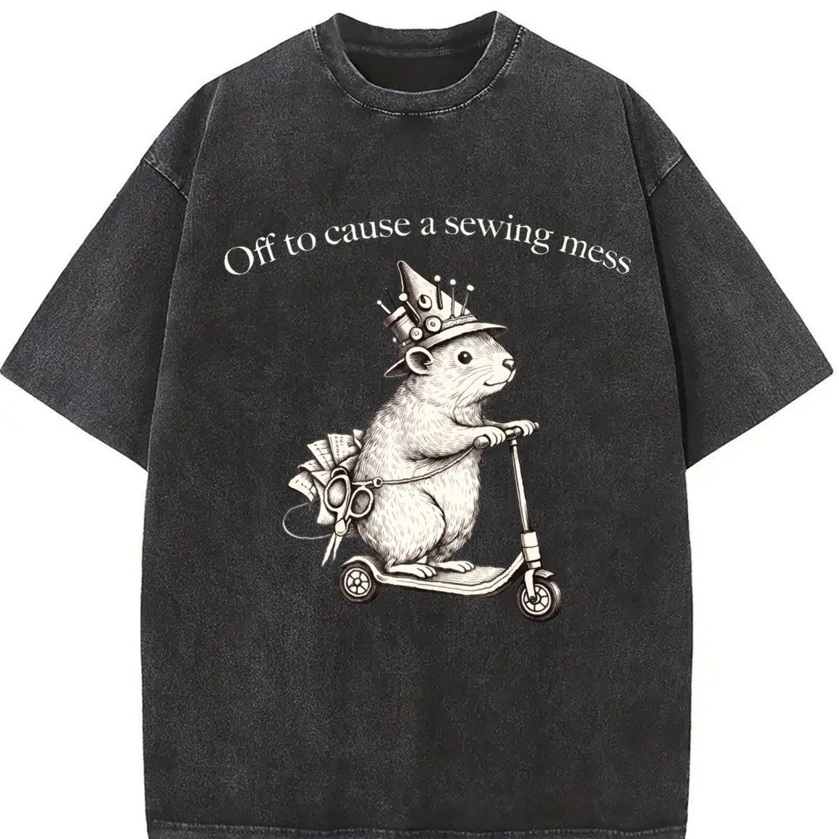 Off to My Sewing Room Quilter Vintage Washed T-Shirt in Black