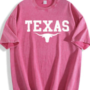 Texas Longhorn Cattle Vintage Washed T-Shirt in Red
