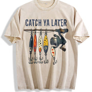 Letter & Mixed Vintage Washed T-Shirt in Beige