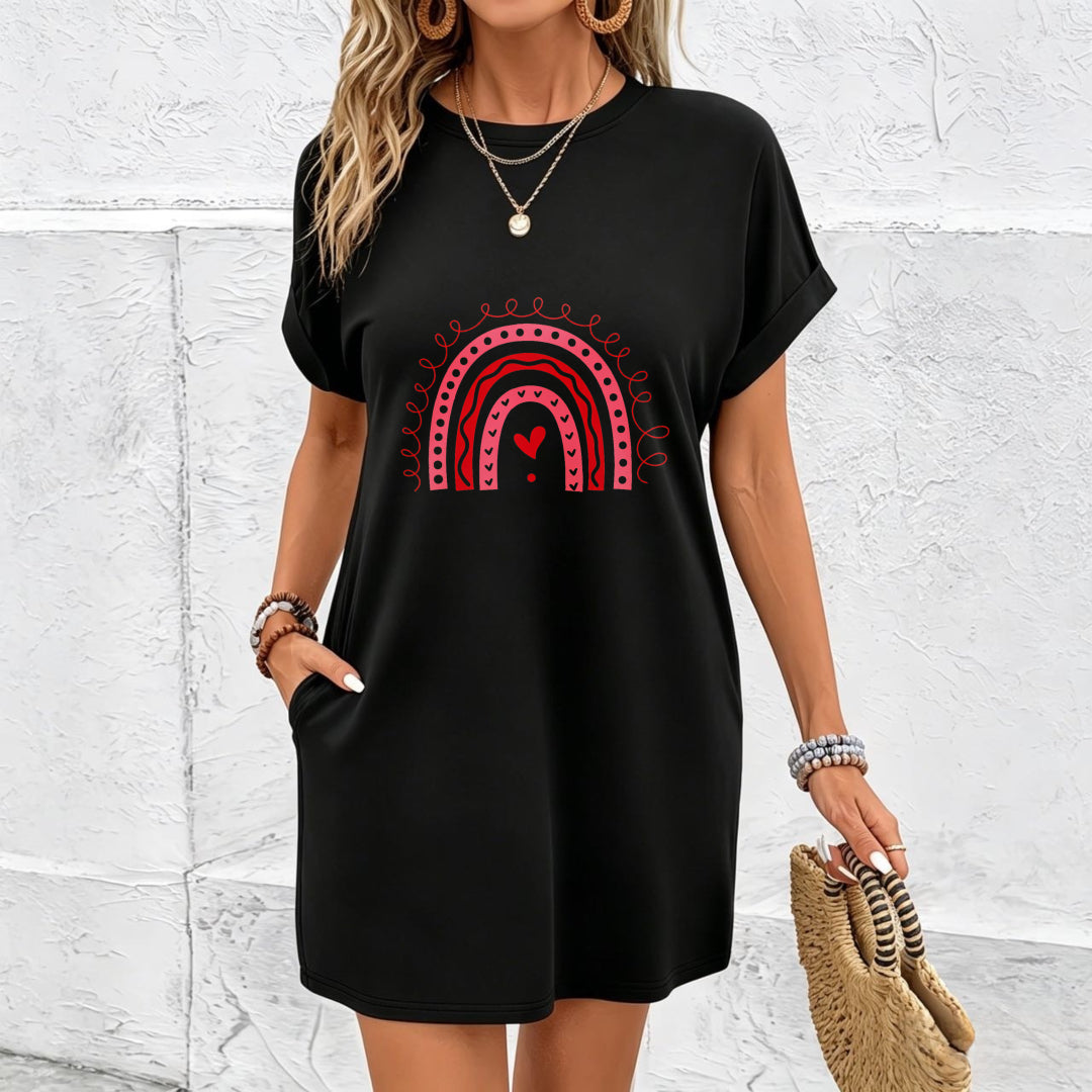 Valentine's Day Dress Cotton T-Shirt in Black