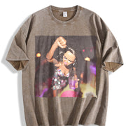 Party Glam Doll Dancing Vintage Washed T-Shirt in Brown