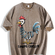 Spring Chicken Sassy Bendy Chicken Vintage Washed T-Shirt in Brown