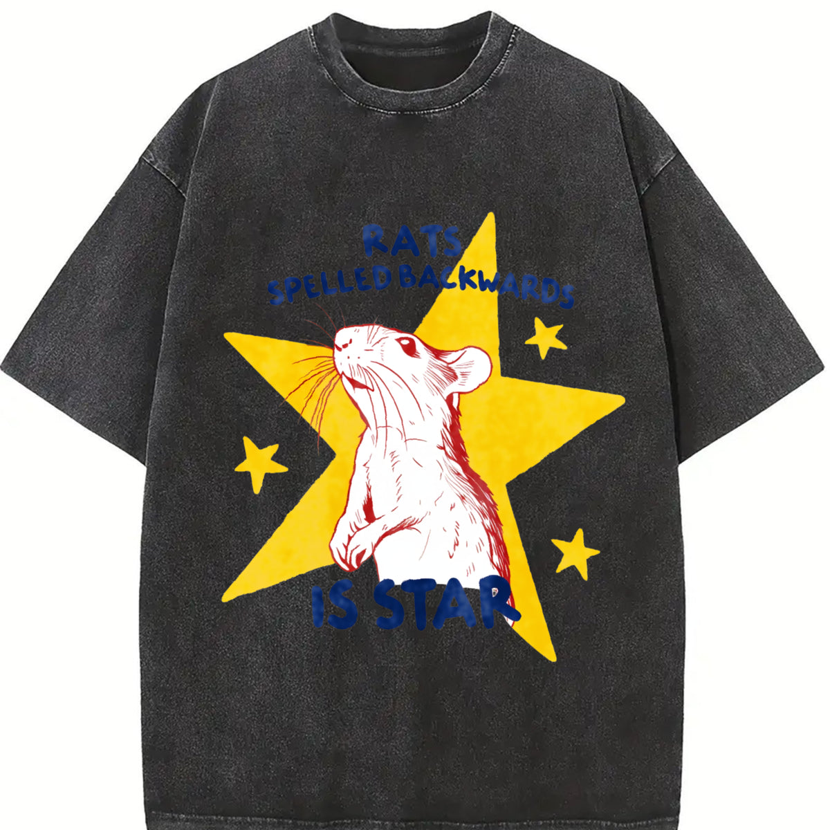 Rat Pun Meme Vintage Washed T-Shirt in Black
