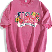 250th Anniversary United States Flowers Vintage Washed T-Shirt in Red