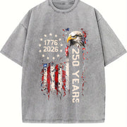 Retro Usa 250 250th Usa Flag Vintage Washed T-Shirt in Gray