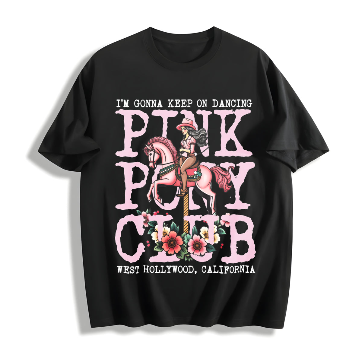Pink Pony Club I'm Gonna Keep on Dancing Cotton T-Shirt in Black