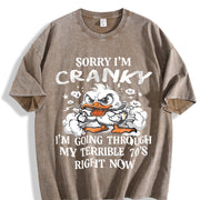 Sorry I'm Cranky Vintage Washed T-Shirt in Brown