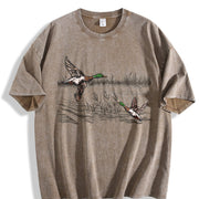 Retro Mallard Ducks Fall 90s Waterfowl Duck Animal Lover Vintage Washed T-Shirt in Brown