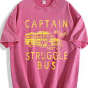 Captain of the Struggle Bus Sarcastic School Bus Novelty Vintage Washed T-Shirt in Red