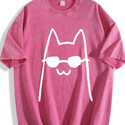 Pure a of a 'Proud Cat'. This Street Is a Basic Loose Vintage Washed T-Shirt in Red