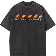 Bad Day to Be a Hot Dog Vintage Washed T-Shirt in Black