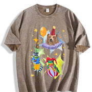 Party Zoo Quilted Brand Vintage Washed T-Shirt in Brown