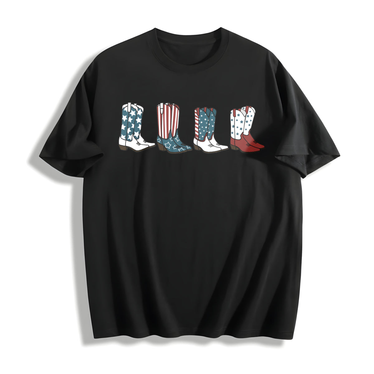 Fourth of July Cowgirl 4th of July Cotton T-Shirt in Black