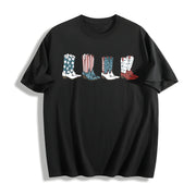 Fourth of July Cowgirl 4th of July Cotton T-Shirt in Black