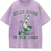 Silly Goose on the Loose Vintage Washed T-Shirt in Purple