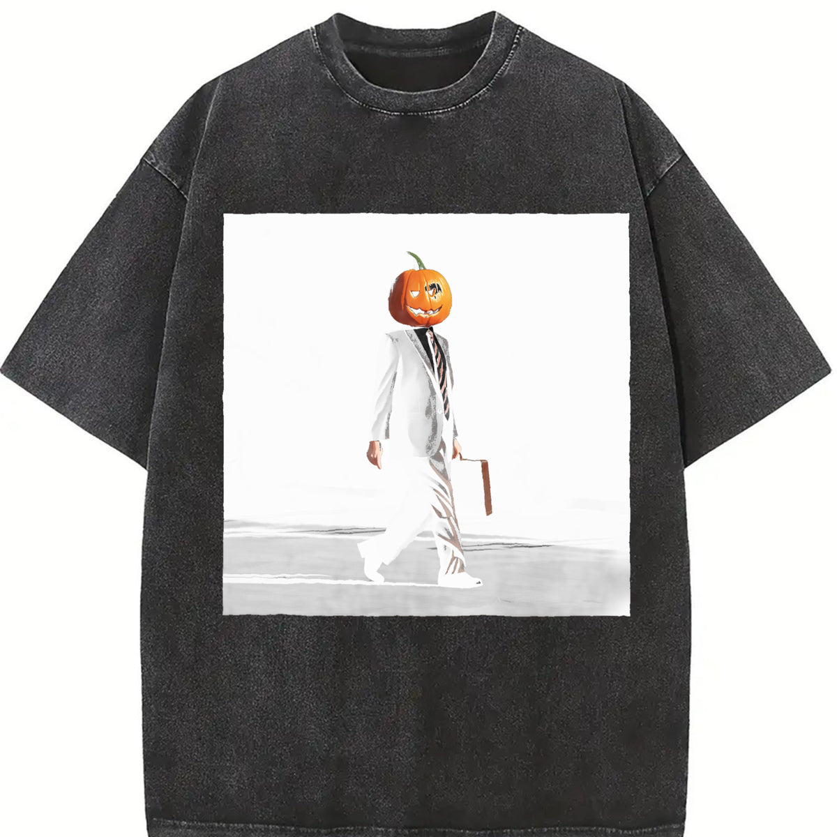 Dwight Pumpkin Head Business vintage washed oversized T-shirt in Black