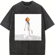 Dwight Pumpkin Head Business vintage washed oversized T-shirt in Black