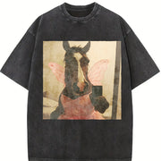 Fairy Horse Vintage Washed T-Shirt in Black