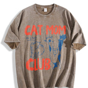 Cat Mom Club Vintage Washed T-Shirt in Brown