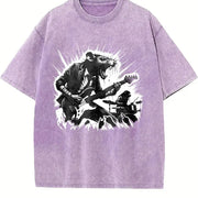 Crazy Rocker Rat 90s Vintage Washed T-Shirt in Purple