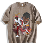Jayden Daniels Washington Rookie Star Custom Football vintage washed oversized T-shirt in Brown
