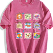 Retro Channel Movie Television Vintage Washed T-Shirt in Red