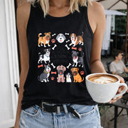 Life Is Better with Dogs Women's Color Cotton Tank Top in Black