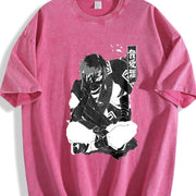 Gaara - Naruto Anime Manga For Anime Fan vintage washed oversized T-shirt in Red