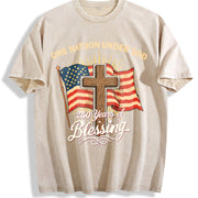 Holy Blessing Batik Retro Brands Vintage Washed T-Shirt in Beige