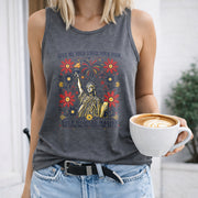 Land of the Free Because of Brave DTF Transfer Women's Color Cotton Tank Top in Gray