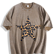 Five-Pointed Star vintage washed oversized T-shirt in Brown