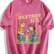 Let’s Destroy ICE Retro Protest Satirical vintage washed oversized T-shirt in Red