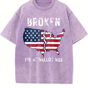 America Is Broken Fix at Ballot Vintage Washed T-Shirt in Purple