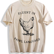 Chicken Short-sleeve Vintage Washed T-Shirt in Beige