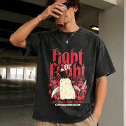 Fight or Flight Penguin Vintage Washed T-Shirt in Black