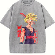 Super Saiyan Warrior Gohan Vintage Washed T-Shirt in Gray