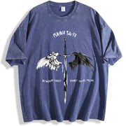 Isaiah 54:17 Bible Verse No Weapon Formed Christian vintage washed oversized T-shirt in Blue