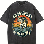 I'm So Good at Catching Fish Vintage Washed T-Shirt in Black