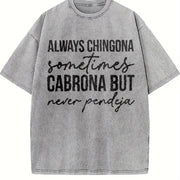 Short-sleeved Round-neck with a Mexican Vintage Washed T-Shirt in Gray