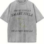 Are You a Smart Fella Vintage Washed T-Shirt in Gray