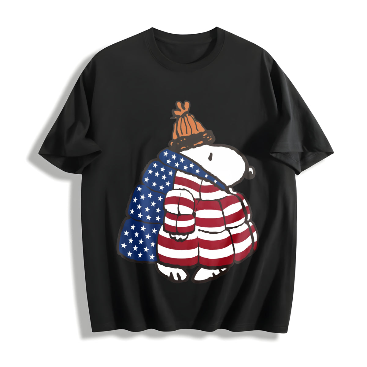 Snoopy America 250th Anniversary Cotton T-Shirt in Black